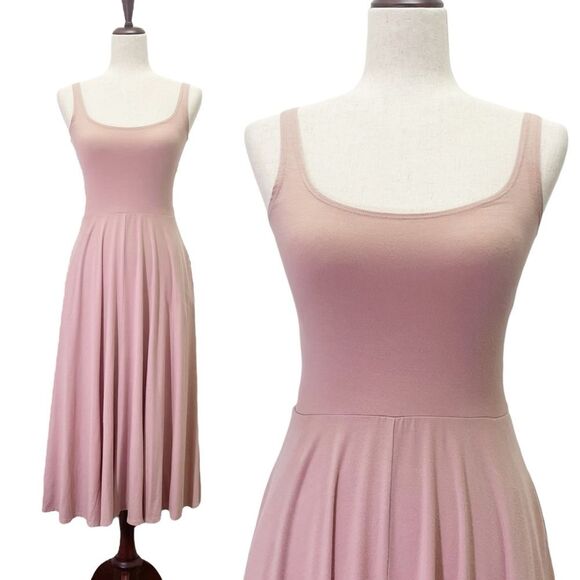 Reformation Mary Tank Dress Blush Jersey Knit Scoop Neck Midi Women's Size Small - Picture 1 of 13